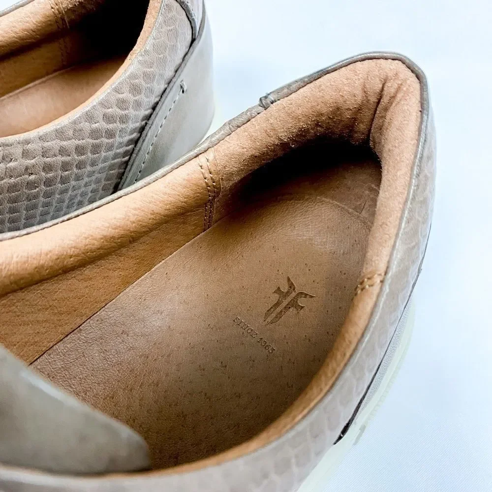 FRYE Ivy Low Lace Leather Embossed Sneakers